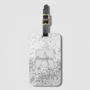 Etiqueta De Bagagem Monograma Silver Confetti  