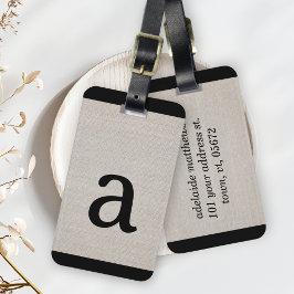 Etiqueta De Bagagem Monograma Simples Moderno Olhar inicial de Linen b