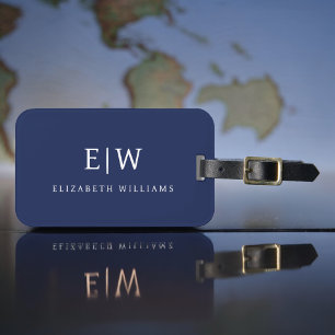 Etiqueta De Bagagem Monograma Simples Profissional Elegante Minimalist