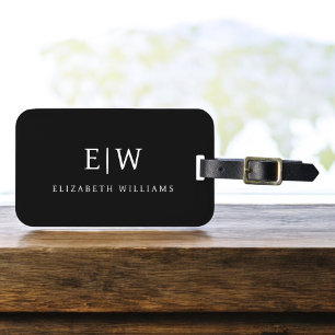 Etiqueta De Bagagem Monograma Simples Profissional Elegante Minimalist