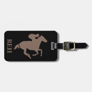 Etiqueta De Bagagem Monograma Taupe Brown Race Horse em Qualquer Cor