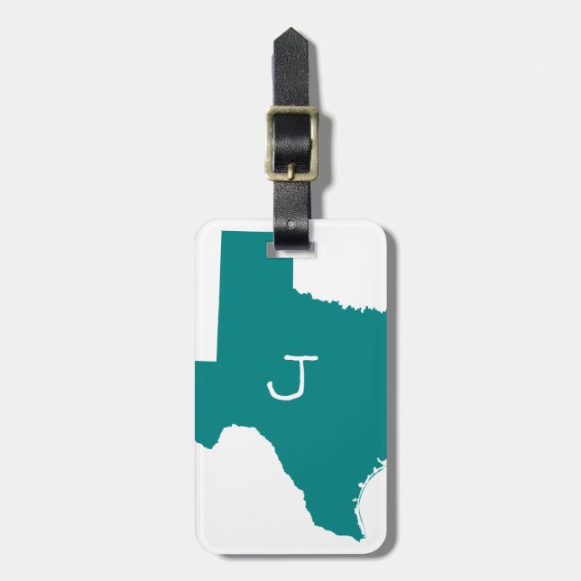 Etiqueta De Bagagem Monograma Texas Turquesa (Frente Vertical)