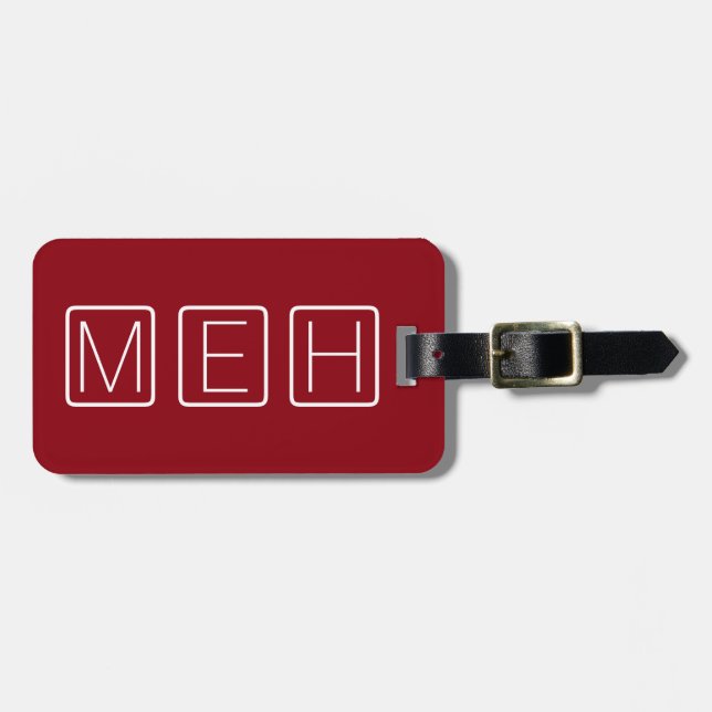 Etiqueta De Bagagem Monograma vermelho e bloco (Frente Horizontal)