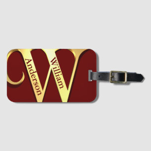 Etiqueta De Bagagem Monograma W Nome Personalizado