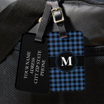 Monograma Xadrez Azul Personalizado