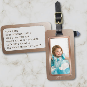 Etiqueta de Bagagem Monogramada em Faux Rose Gold