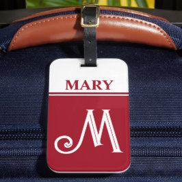 Etiqueta de Bagagem Monogramada Vermelha