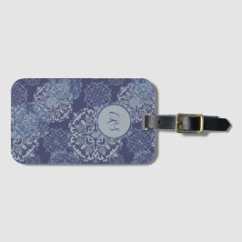 Etiqueta De Bagagem Monogramas Boho Denim Moody Blues Mandalas Passpo