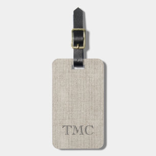 Etiqueta De Bagagem Monogramas Iniciais Linen Tecido Classic