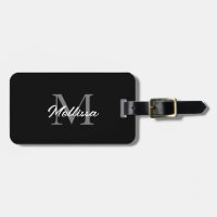 Monogramas Nome personalizado Preto Branco Mínimo