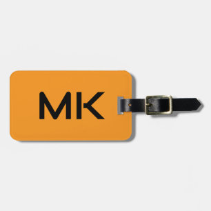 Etiqueta De Bagagem Monogramas Orange Black Initials Name Gift Favor