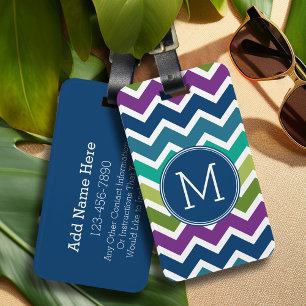 Etiqueta De Bagagem Monogramas personalizados de padrão de comparaç
