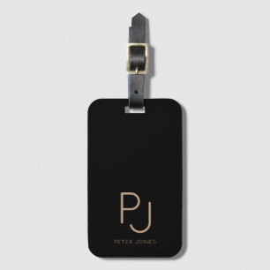 Etiqueta De Bagagem Monogramas personalizados pretos monogramas monogr