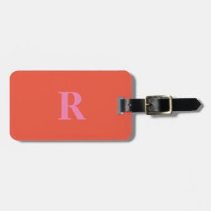 Etiqueta De Bagagem Monogramas Presente Favorito Natal Rosa Laranja In