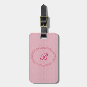 Etiqueta De Bagagem Monogrammed na inicial Cor-de-rosa-Um+Address/2