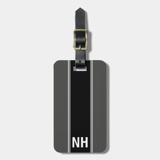 Etiqueta De Bagagem Monogrammed personalizado elegante cinzento (Frente Vertical)