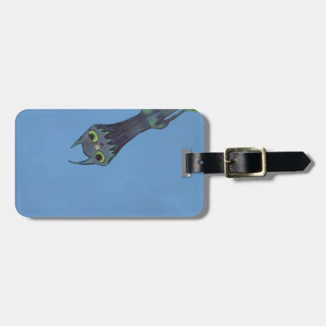 Etiqueta De Bagagem Monstro azul customizável (Frente Horizontal)