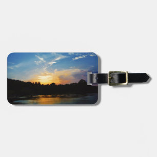 Etiqueta De Bagagem Montanha lago Sunset