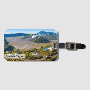 Etiqueta De Bagagem Monte Bromo Vulcão Aéreo Luxo