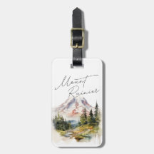 Monte Rainier Washington Watercolor Scenery