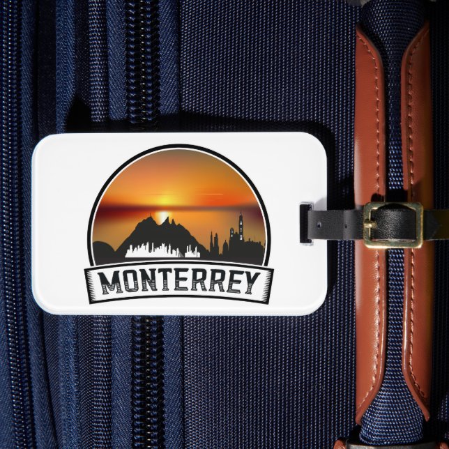 Etiqueta De Bagagem Monterrey Mexico Sunset Cityscape (Frente Insitu 4)