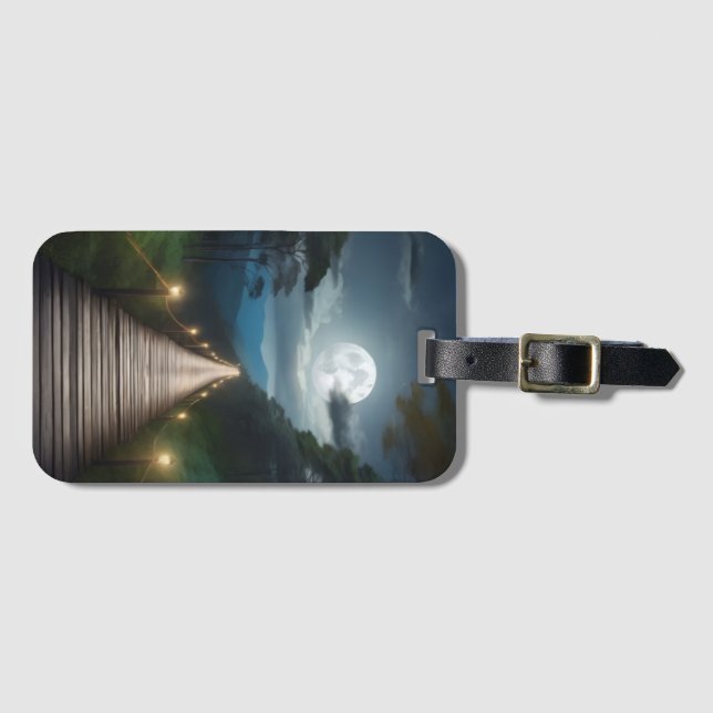 Etiqueta De Bagagem Moonlight Forest Path  (Frente Horizontal)