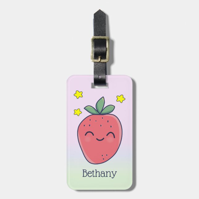 Etiqueta De Bagagem Morangueiro Personalizado Fofo (Frente Vertical)