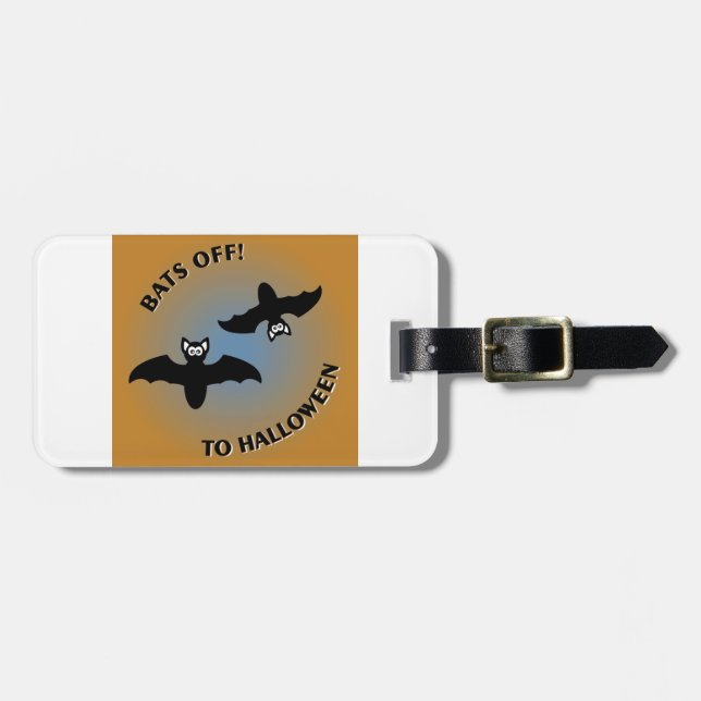 Etiqueta De Bagagem Morcegos das bruxas - Laranja (Frente Horizontal)