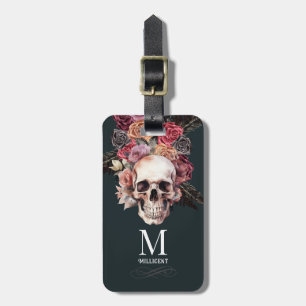 Etiqueta De Bagagem Morte floral negra, festa gótica