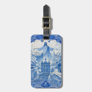 Etiqueta De Bagagem Mosaico de azulejo azul de Jesus, Portugal