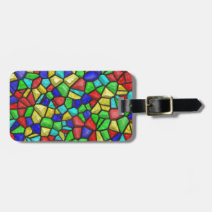 Etiqueta De Bagagem Mosaico multicolor. Vidro Estreito 5 Cores