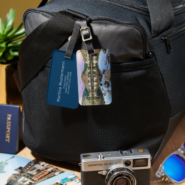 Etiqueta De Bagagem Moselle Ediger Eller Sunset River Cochem Souvenir (Frente e verso)