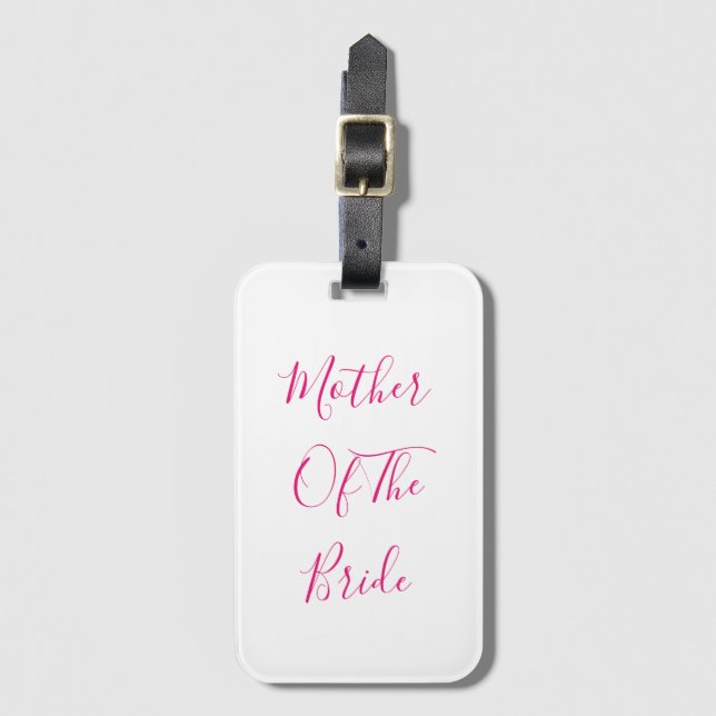 Etiqueta De Bagagem Mother Of The Bride Gift Wedding Favor Pink White (Frente Vertical)