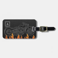 Moto de Fogo Quente Chamas Laranja de Couro Preto