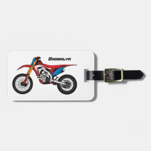 Etiqueta De Bagagem Moto de terra vermelha