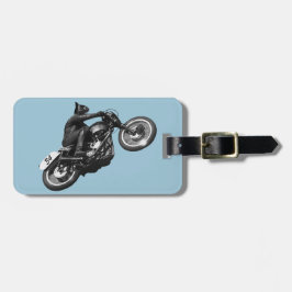Etiqueta De Bagagem moto de vintage do gato engraçado