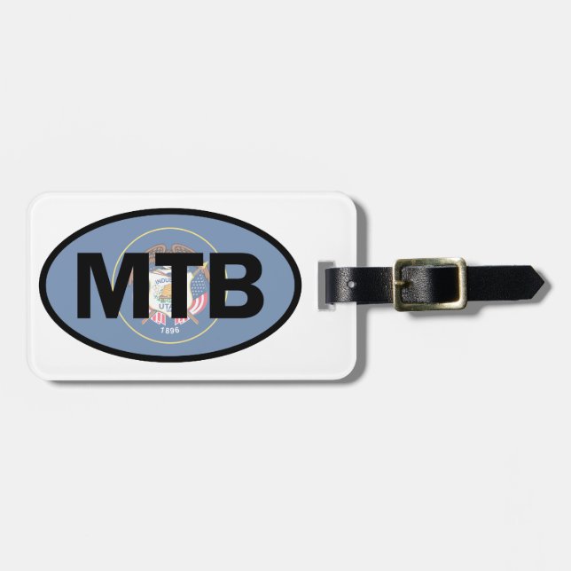 Etiqueta De Bagagem Mountain Biking Utah Flag (Frente Horizontal)