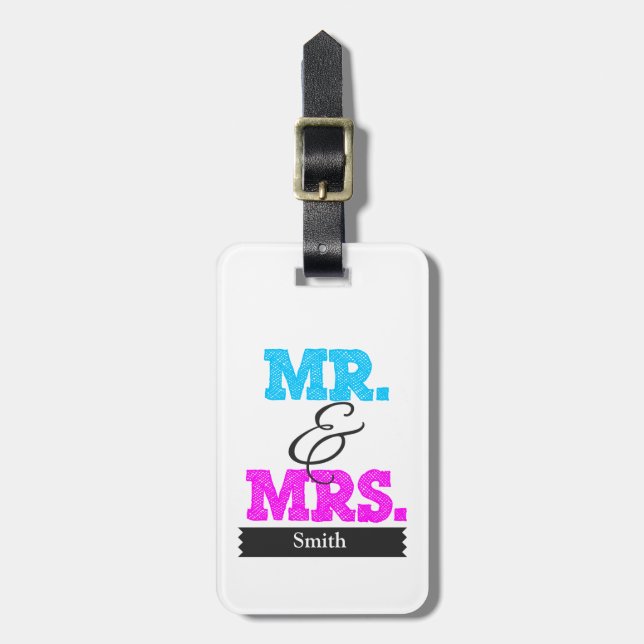 Etiqueta De Bagagem Mr & Mrs (Frente Vertical)