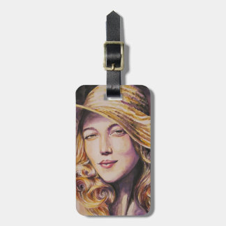 Etiqueta De Bagagem Mulher com chapéu