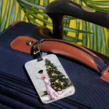 Mulher Elegante com Impasto e Árvore de Natal Ano 