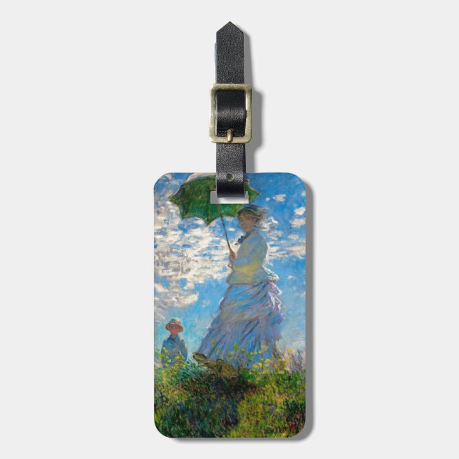 Etiqueta De Bagagem Mulher Guarda-Sol Impressionismo Monet (Frente Vertical)