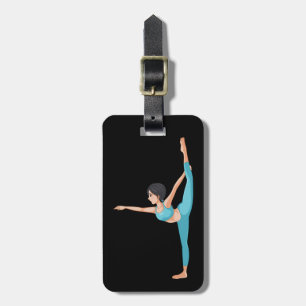 Etiqueta De Bagagem Mulher na Pose do Dançarino de Yoga Esticando