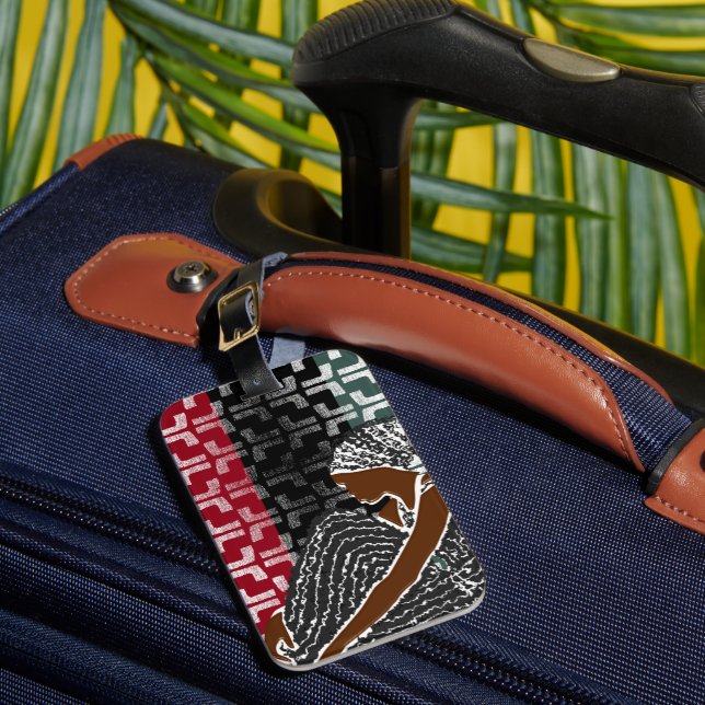 Etiqueta De Bagagem Mulher Negra Africana com Quebra-Cabeça Herança (Frente Insitu 1)