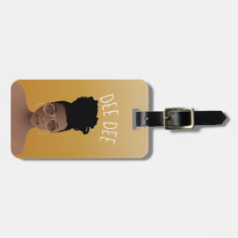 Etiqueta De Bagagem Mulher Negra, Dourada Sombreada e Arma Alta, Doura