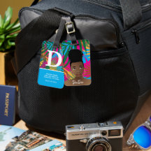 Mulher Negra, Folhas Tropicais Coloridas, Azul