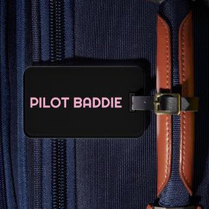 Etiqueta De Bagagem Mulher Piloto Placa de Licença Personalizada Pink 