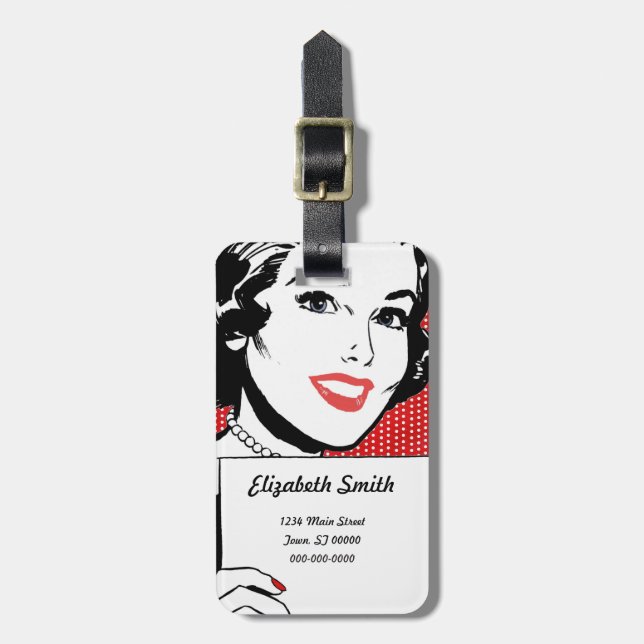 Etiqueta De Bagagem Mulher retrora com sinal (Frente Vertical)