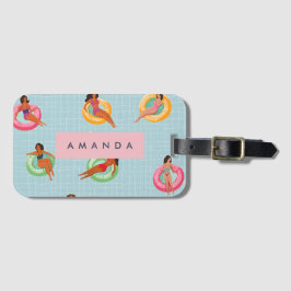 Etiqueta De Bagagem Mulheres de Verão Personalizadas Relaxando em Flux