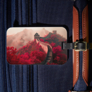 Etiqueta De Bagagem Muro de excelente da China no outono - Vermelho Cê