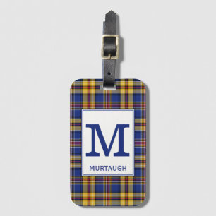 Etiqueta De Bagagem Murtaugh Tartan Royal Blue e Dourado padrão de Xa